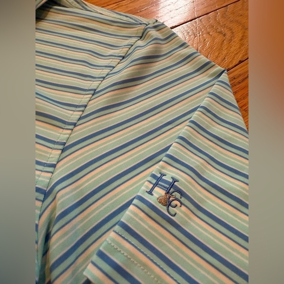 Straight Down Polo Shirt Men’s Size L White/Blue/Teal Striped Performance Golf - Picture 6 of 15